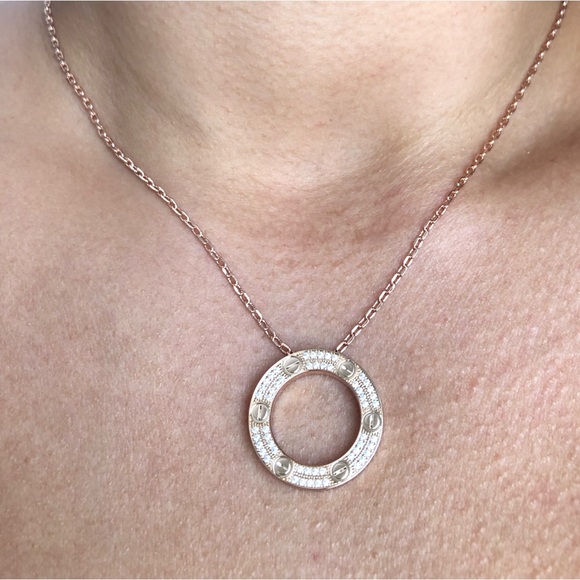 Screw Pavé Rose Gold Pendant Necklace - Picture 9 of 10